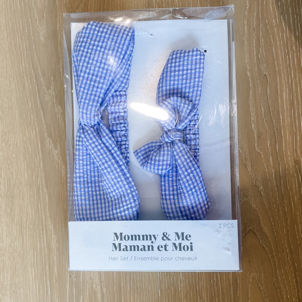 Liquidation Sale: BNIB Gertex | Mommy & Me Blue Gingham Headband Set